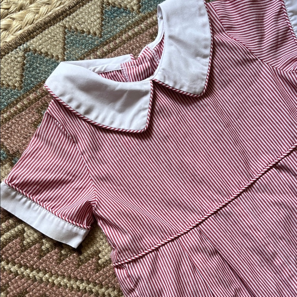 Banana Split Red and White Striped Romper with Peter Pan Collar - size 24 mos - Picture 2 of 6